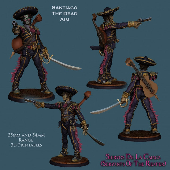 Dia de los Muertos 3d Printed Miniature Set 32mm