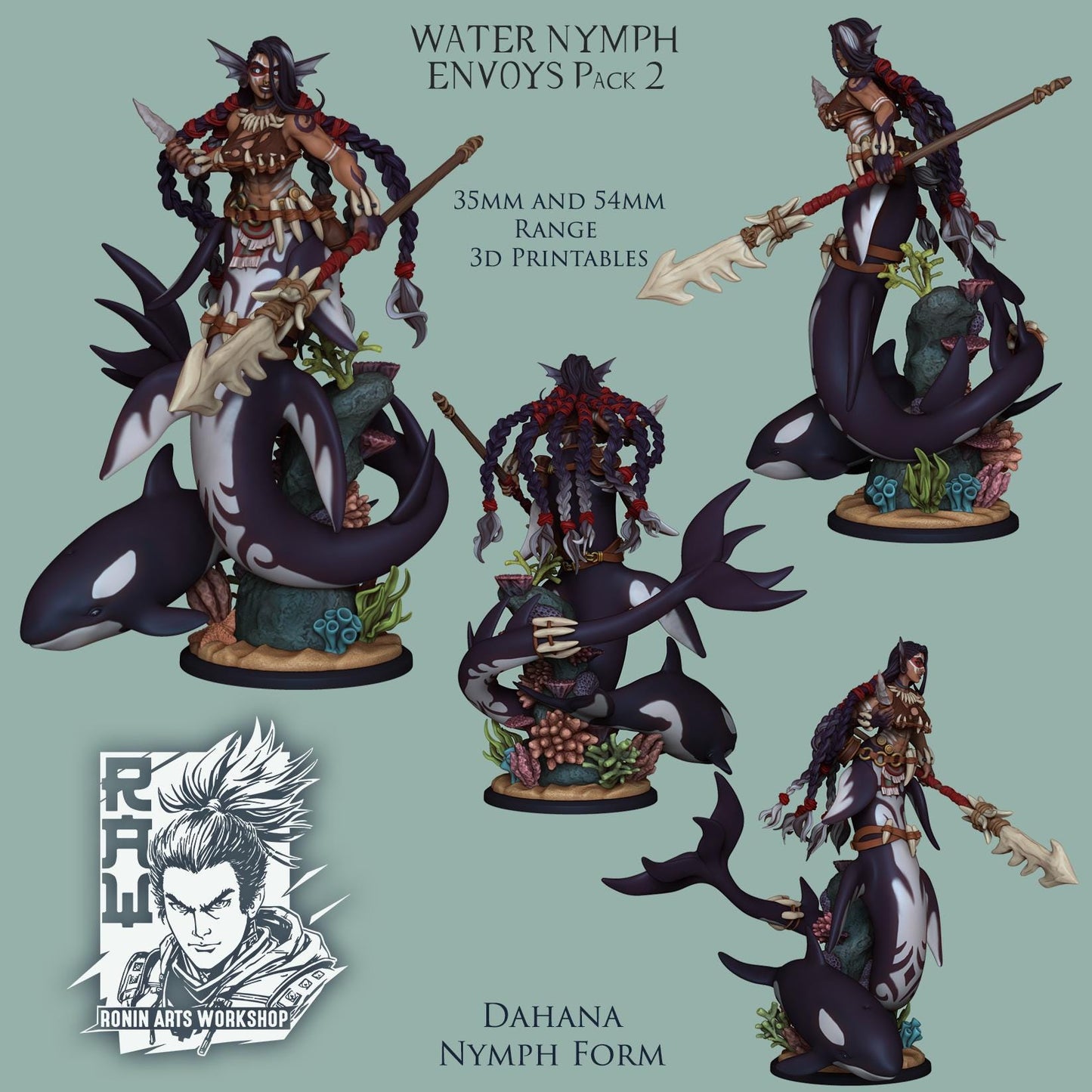 Mermaid Water Nymphs 3d Printed Miniatures 54mm